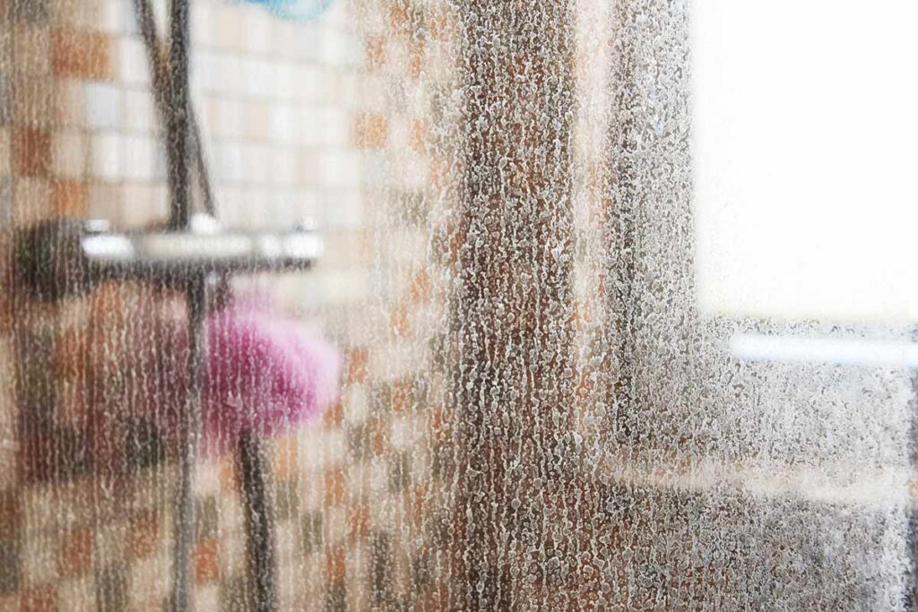 dirty shower glass